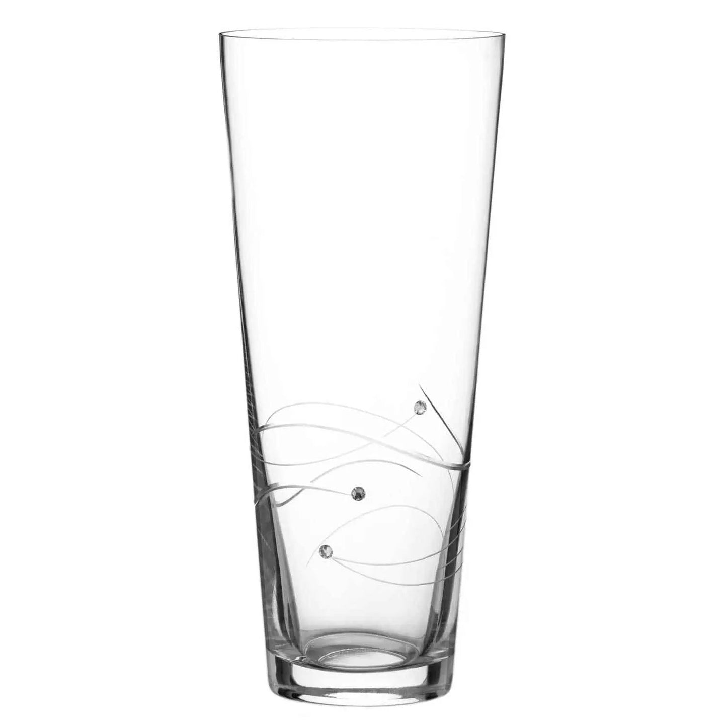 Diamante Conical Vase with Spiral Design Cutting - 30cm by Glassware UK