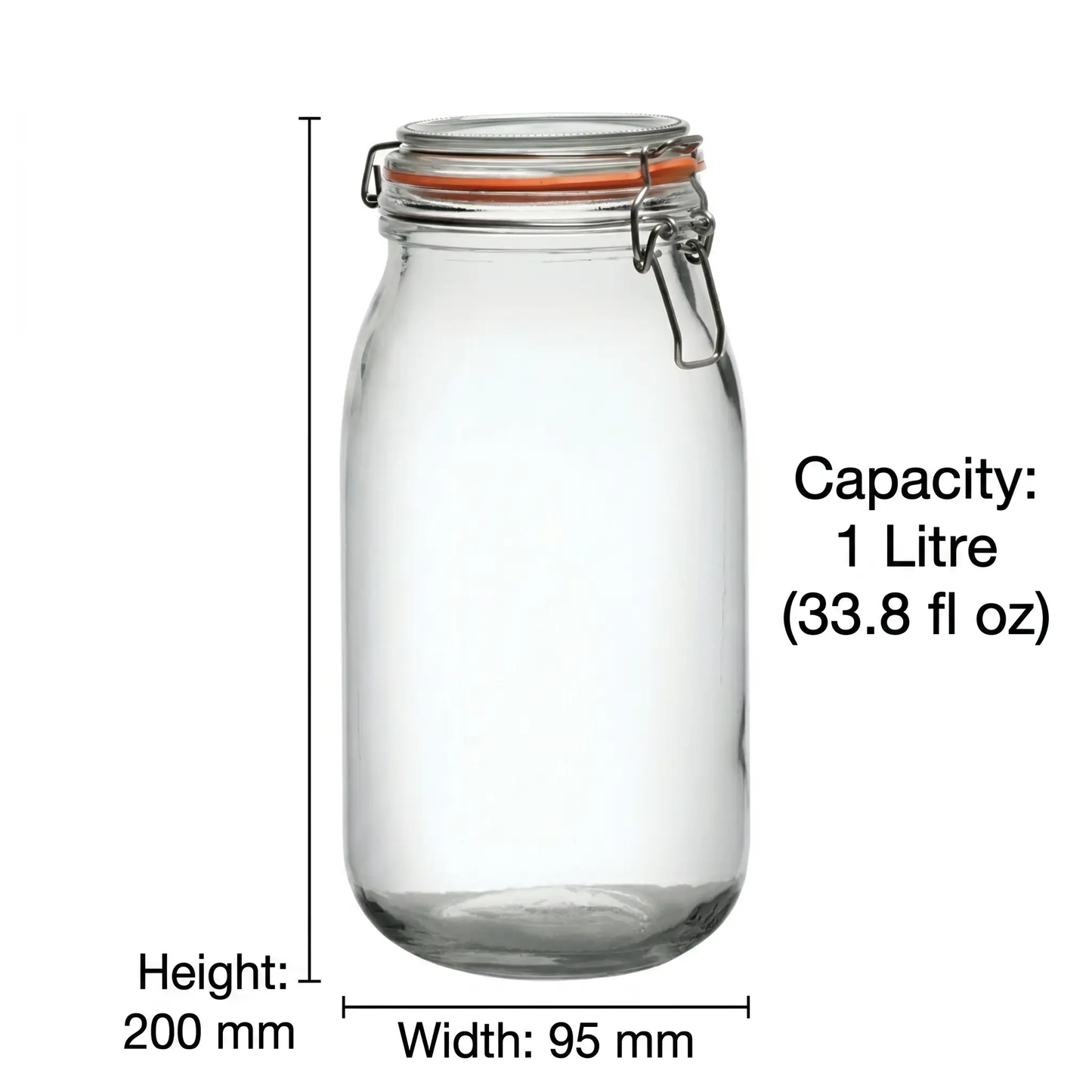Glass Preserving Jar - 1L by Glassware UK