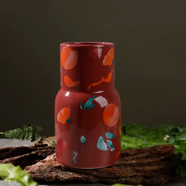 BosilunLife Botanical Flower Vase - Red - 20cm by Glassware UK