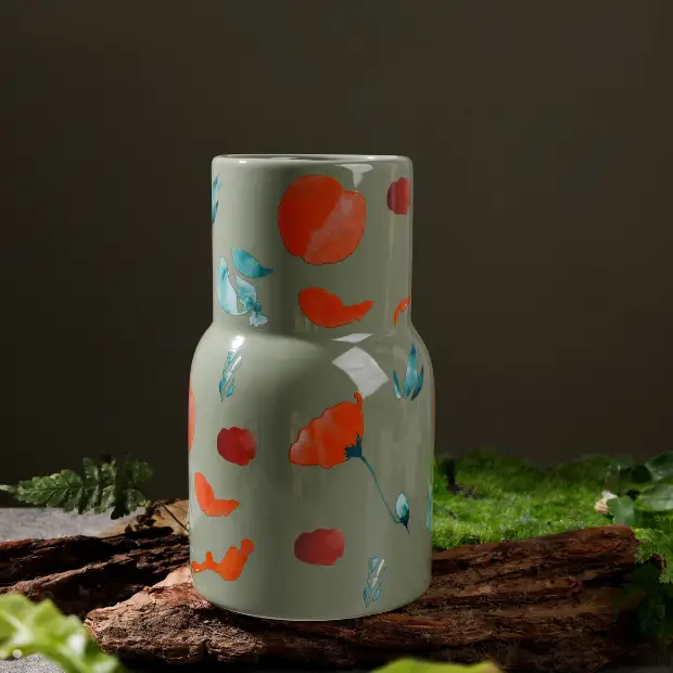 BosilunLife Botanical Flower Vase - Green - 20cm by Glassware UK