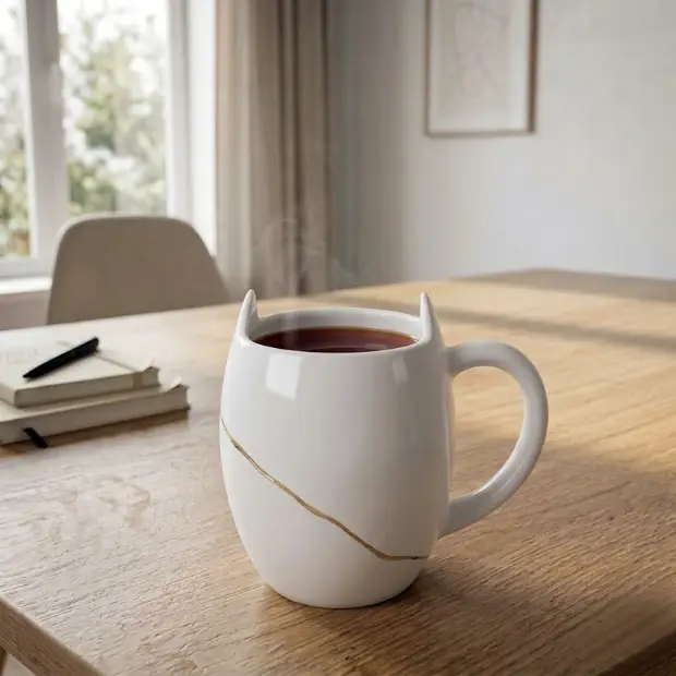 BosilunLife White Ceramic Cat Mug - 540ml by Glassware UK
