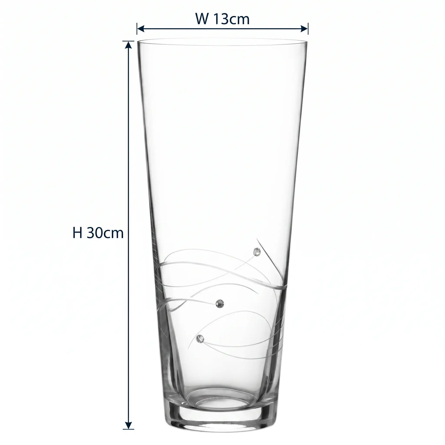 Diamante Conical Vase with Spiral Design Cutting - 30cm by Glassware UK
