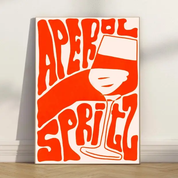 Funky Aperol Typography - A2 Print by Glassware UK