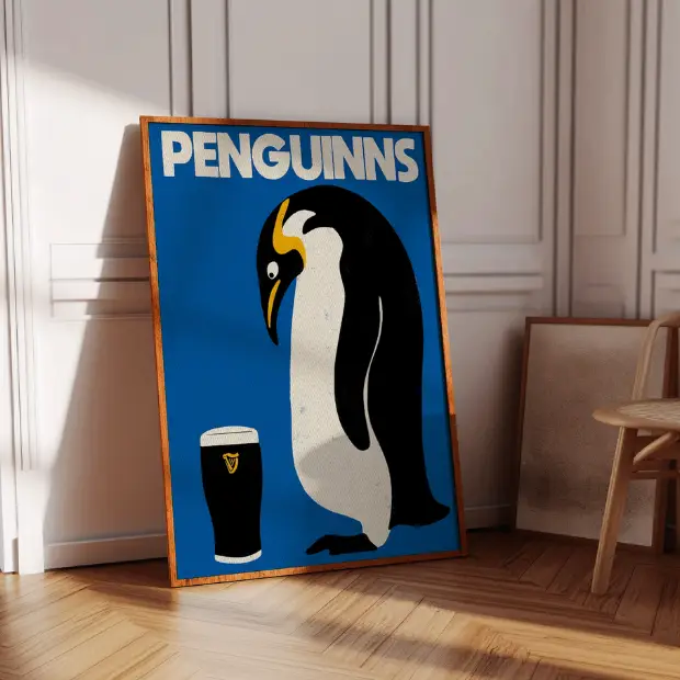 Penguinns - Penguin Guinness - A2 Print by Glassware UK