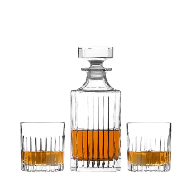 Broadway 3 Piece Whisky Decanter Set – In Gift Box by Glassware UK