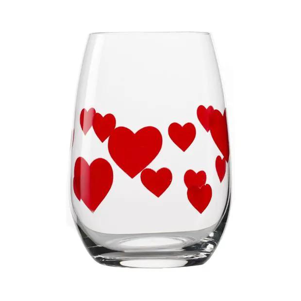 L'Amour Red Heart Whisky Tumbler Set - 335ml - Set of 6 by Glassware UK