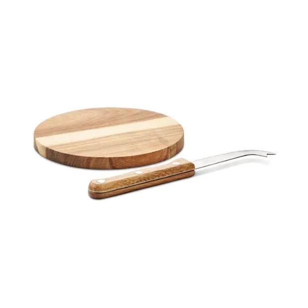 Acacia Cheese Set - Knife and Board by Glassware UK