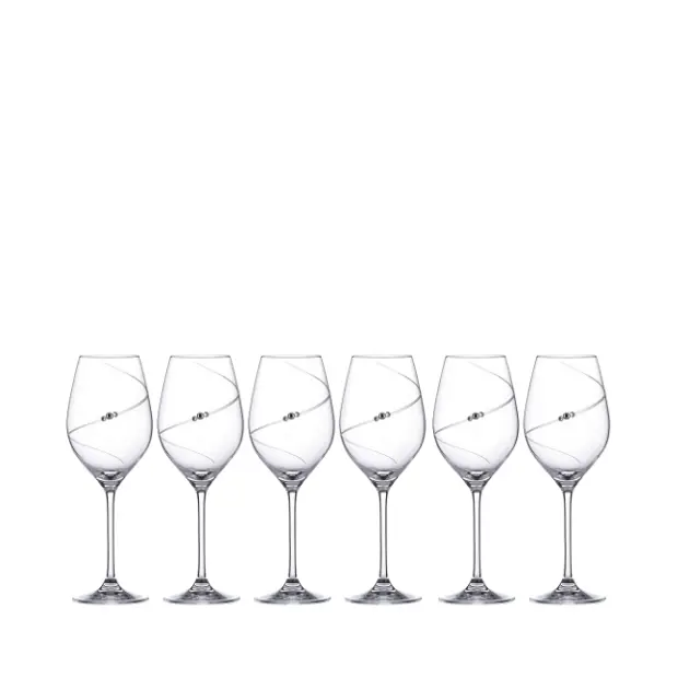 Diamante Wine Glasses - Set of 6 - In Gift Box by Glassware UK