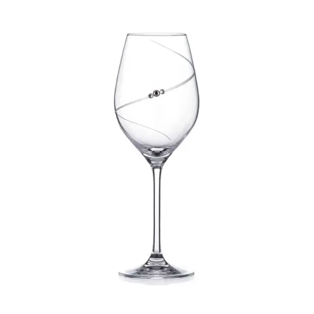 Diamante Wine Glasses - Set of 6 - In Gift Box by Glassware UK