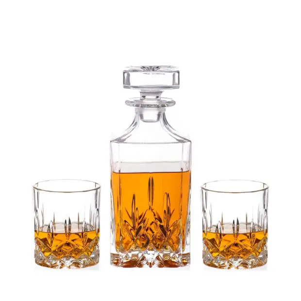 Dorchester Crystal Whisky Decanter Set – 3 Pieces by Glassware UK