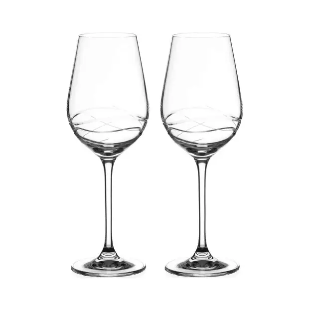 Venice Crystal White Wine Glasses - Set of 2 - In Gift Box by Glassware UK