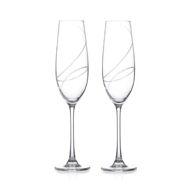 Crystalite Champagne Flutes – Set of 2 - In Gift Box by Glassware UK