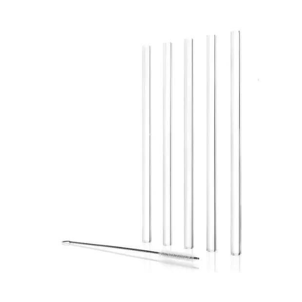 Stolzle Glass Drinking Straws with Cleaning Brush - Set of 6 by Glassware UK