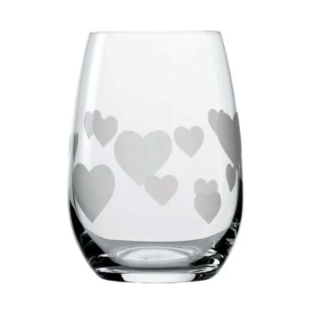 L'Amour Frosted Heart Whisky Tumbler Set - 335ml - Set of 6 by Glassware UK