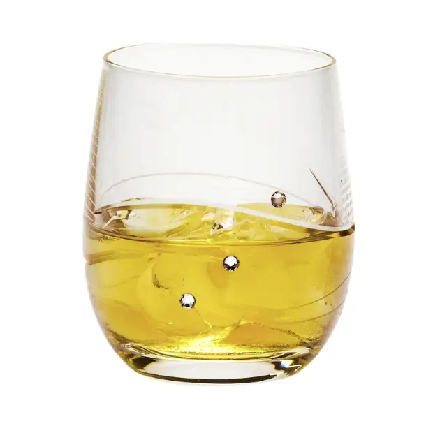 Diamante Whisky Tumbler with Spiral Design Cut - 180ml by Glassware UK