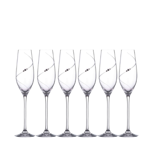 Swarovski Champagne Flutes - Set of 6 - In Gift Box
