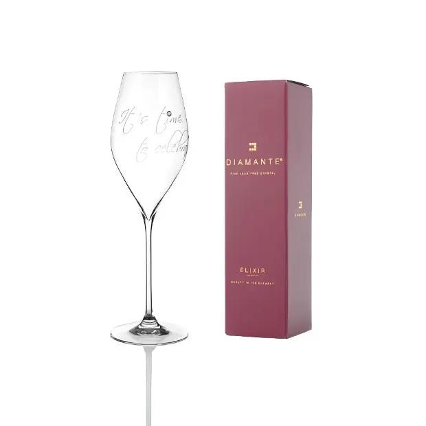 Diamante "It's Time to Celebrate" Prosecco Glass - In Gift Box by Glassware UK