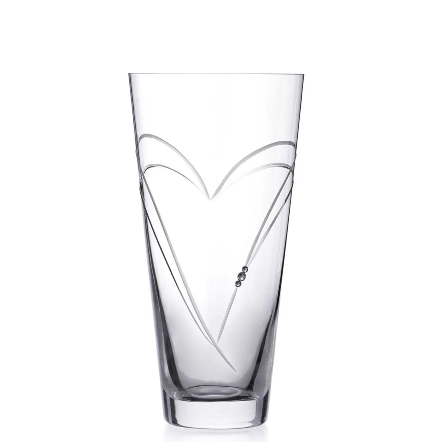 Diamante Vase with Heart-Shaped Cutting - 20cm by Glassware UK