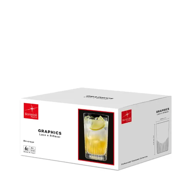 Bormioli Rocco Graphics Long Glass - 450ml by Glassware UK