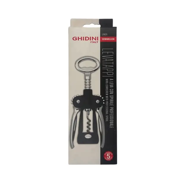 Ghidini Winged Corkscrew with Professional Spiral - Black