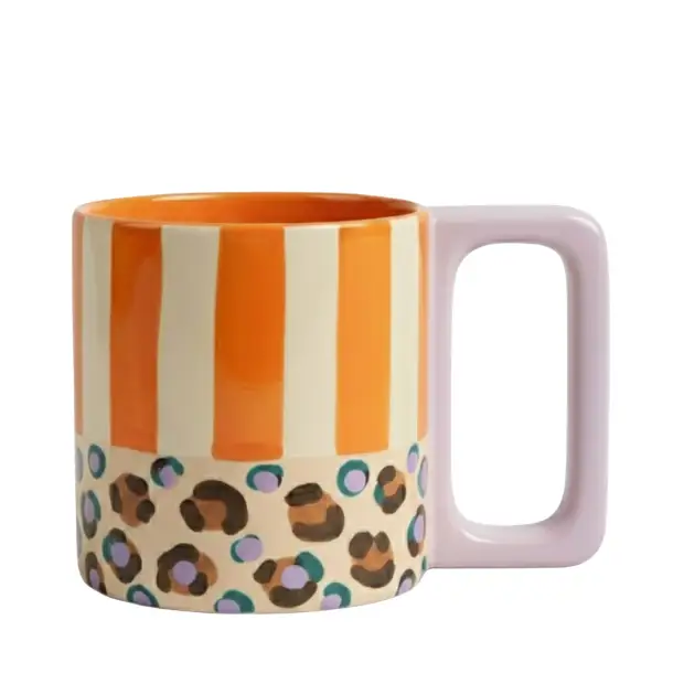 BosilunLife Quiet North Mug - Lavender Tangerine & Speckle Stripes - 480ml by Glassware UK
