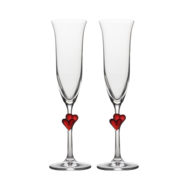 L'Amour Heart Champagne Flutes - Set of 2 - In Gift Box
