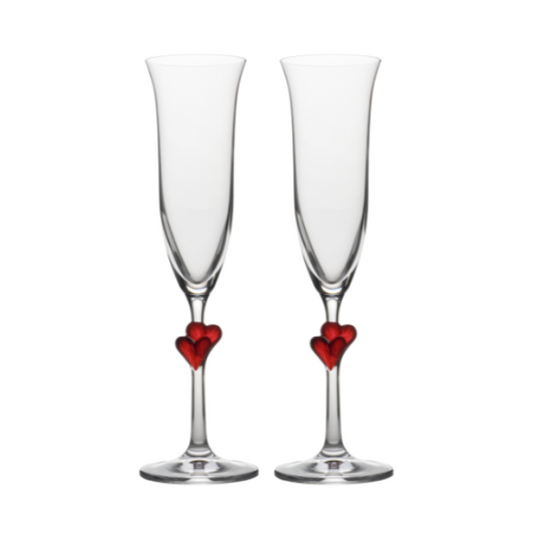 L'Amour Heart Champagne Flutes - Set of 2 - In Gift Box
