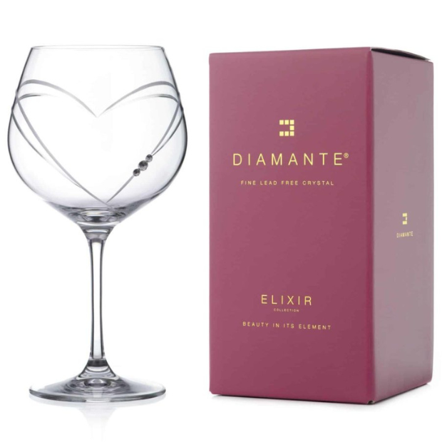 Diamante "Just For You" Gin Glass with Heart-Shaped Cutting - 610ml - In Gift Box