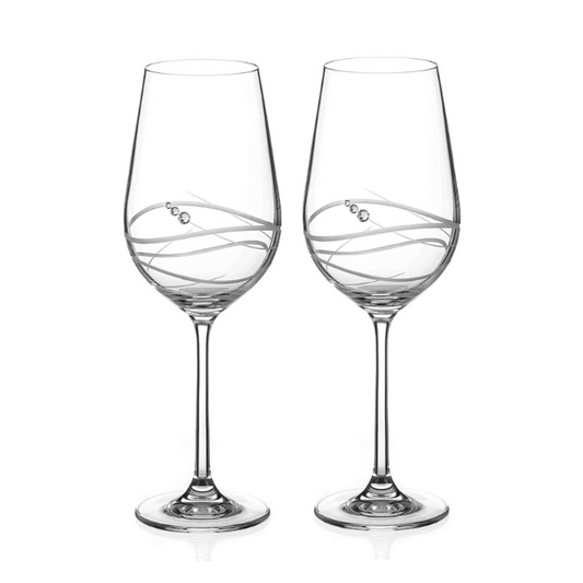 Diamante Wine Glass with Modena Spiral Cut - Set of 2 - In Gift Box