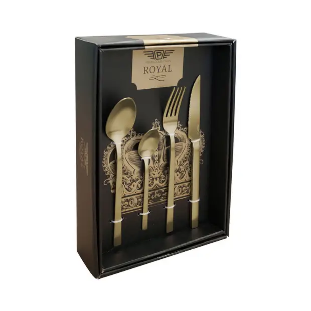 Pintinox Duke Satin Gold Cutlery Set - 24 Piece by Glassware UK