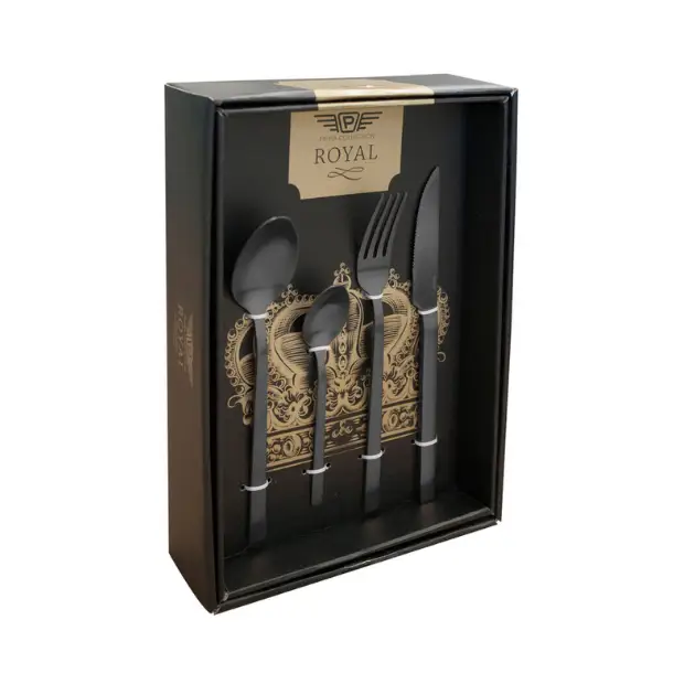 Pintinox Duke Satin Black Cutlery Set - 24 Piece by Glassware UK