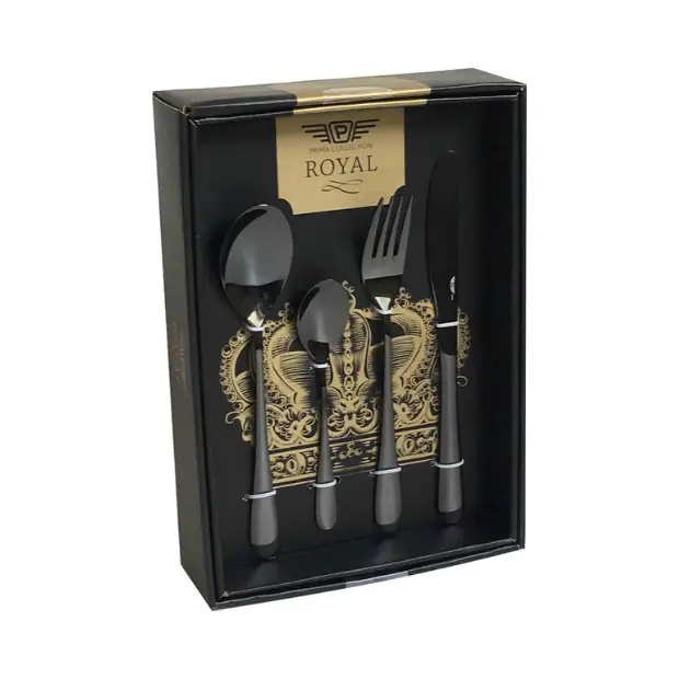 Pintinox Princess Black Cutlery Set - 24 Piece by Glassware UK