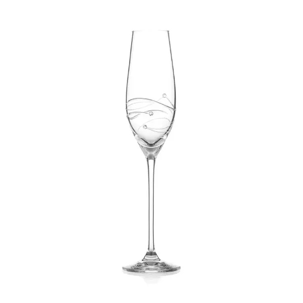 Diamante Champagne Flute with Spiral Design Cutting by Glassware UK