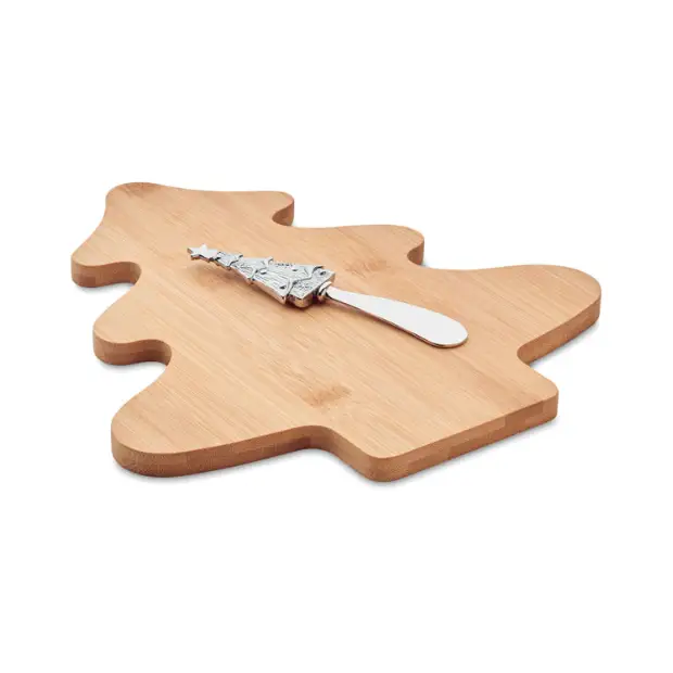 Tree-shaped Bamboo Cheeseboard Set with Knife by Glassware UK