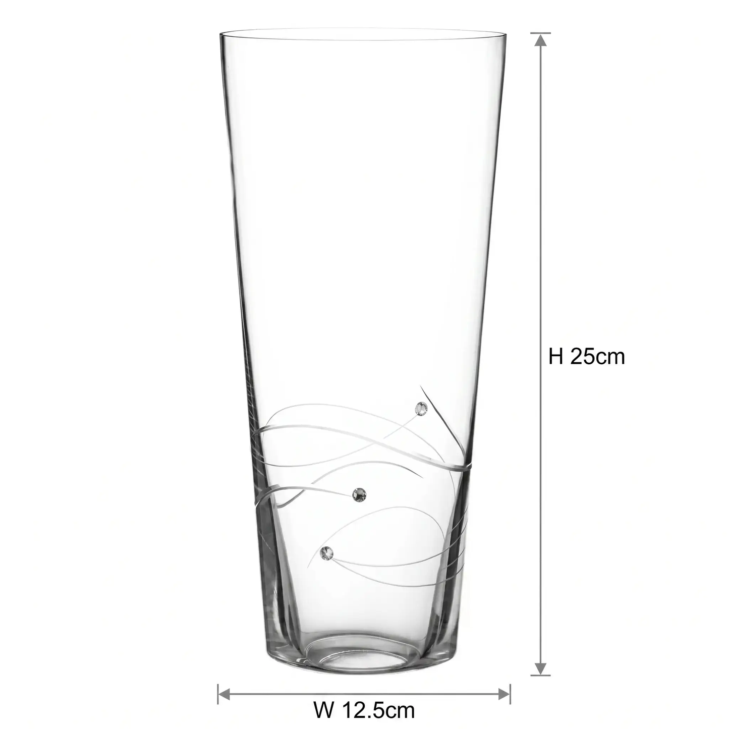 Diamante Conical Vase with Spiral Design Cutting - 25cm by Glassware UK