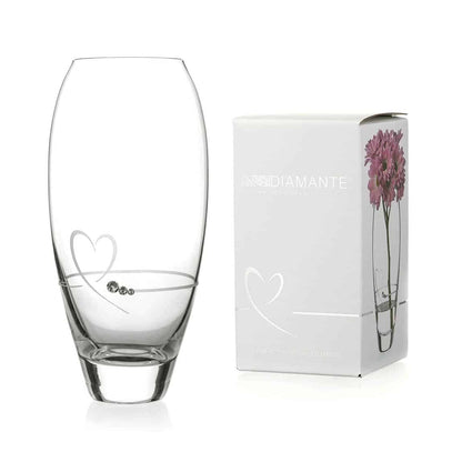 Diamante Petit Vase with Heart Design in an Attractive Gift Box - 18cm