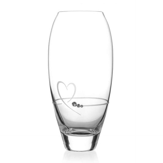 Diamante Petit Vase with Heart Design in an Attractive Gift Box - 18cm