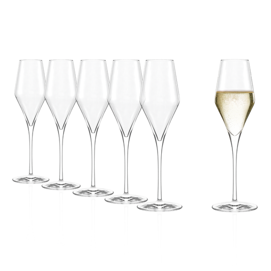 Stolzle Lausitz Quatrophil Glass Champagne Flutes - 290ml - Set of 6
