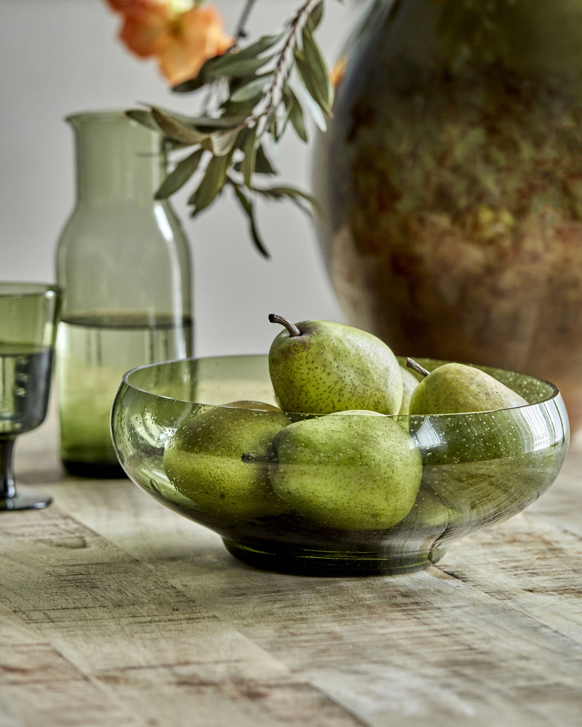 Glass Bubble Bowl in Green