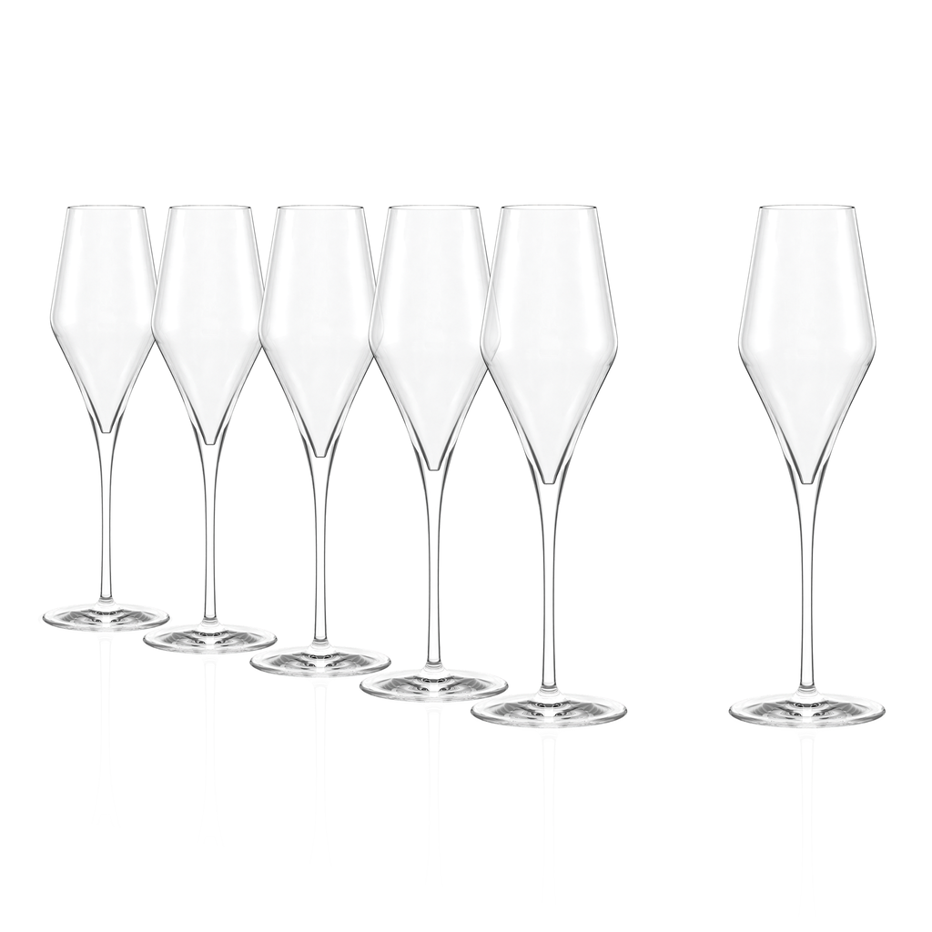Stolzle Lausitz Quatrophil Glass Champagne Flutes - 290ml - Set of 6