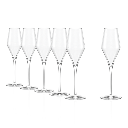 Stolzle Lausitz Quatrophil Glass Champagne Flutes - 290ml - Set of 6