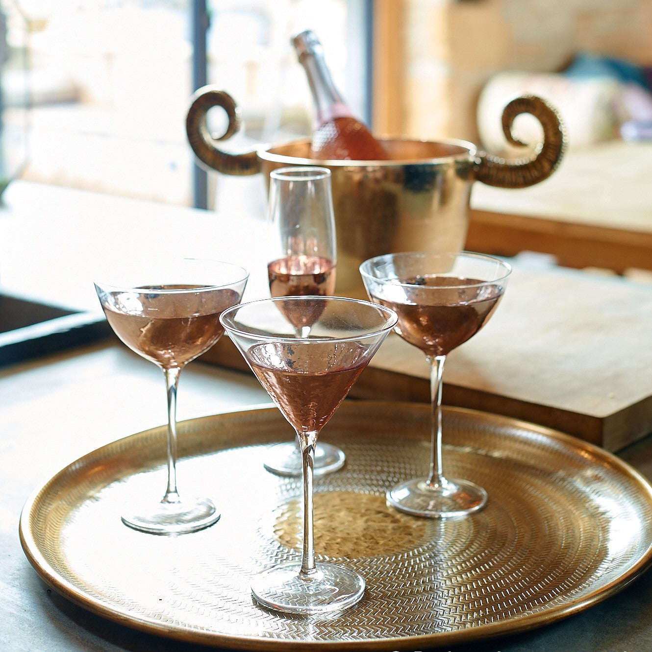 Pair Of Dipped Rose Gold Champagne Flutes