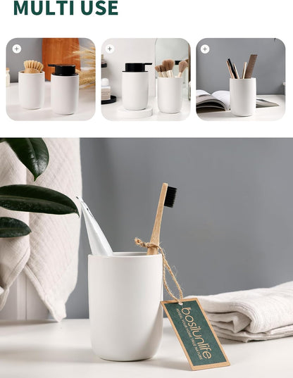 Bosilunlife Soap Dispenser and Toothbrush Holder Set - 2 Piece Set