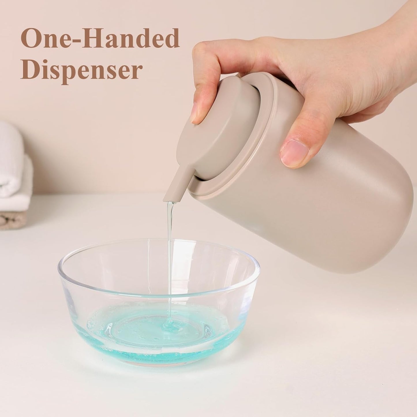 BosilunLife Khaki Nordic 350ml Liquid Soap Dispenser - 2 Piece Set