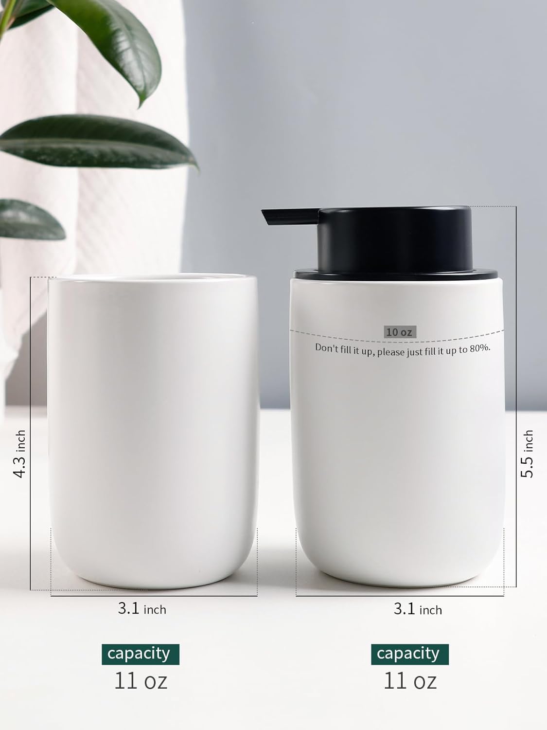 Bosilunlife Soap Dispenser and Toothbrush Holder Set - 2 Piece Set