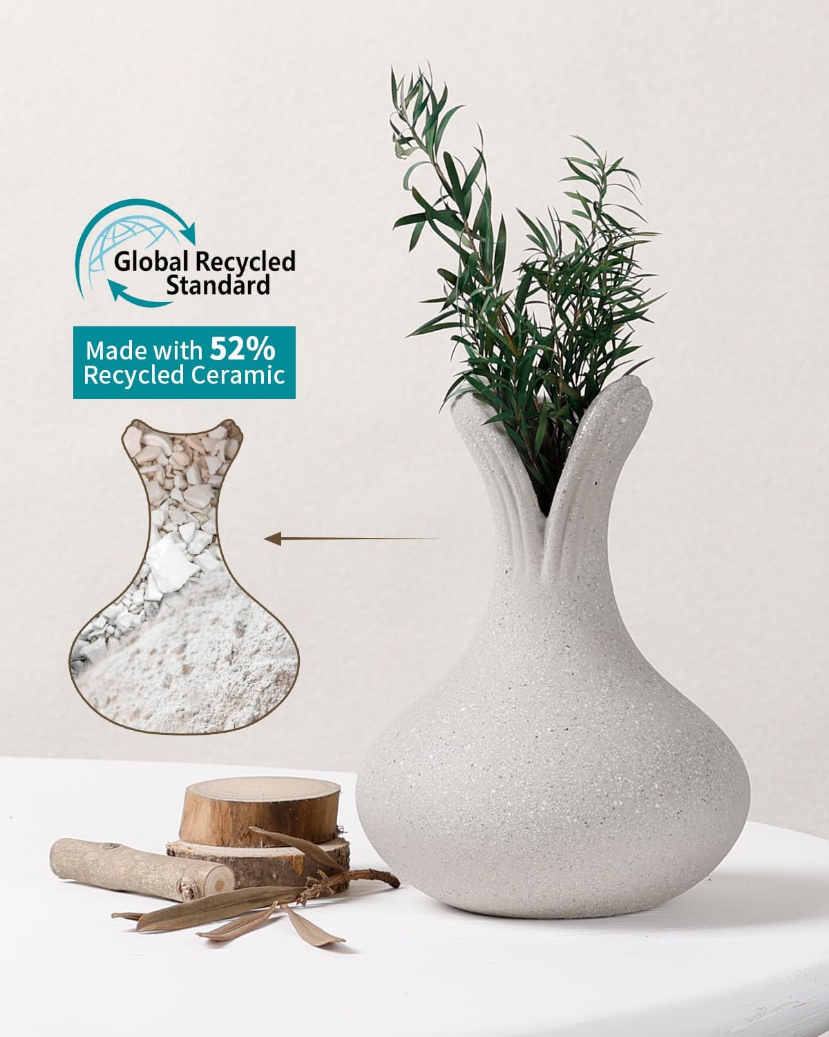 BosilunLife Elemental Flower Vase - Speckled Grey