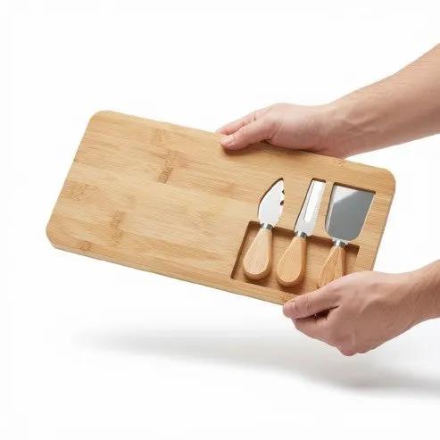 Bamboo Cheese Board Set by Glassware UK