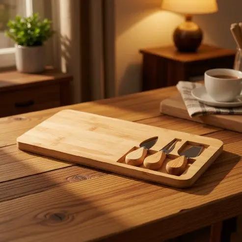 Bamboo Cheese Board Set by Glassware UK