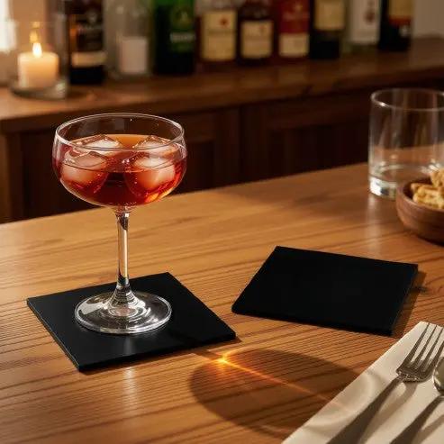 Black Glass Square Coaster - 10cm by Glassware UK