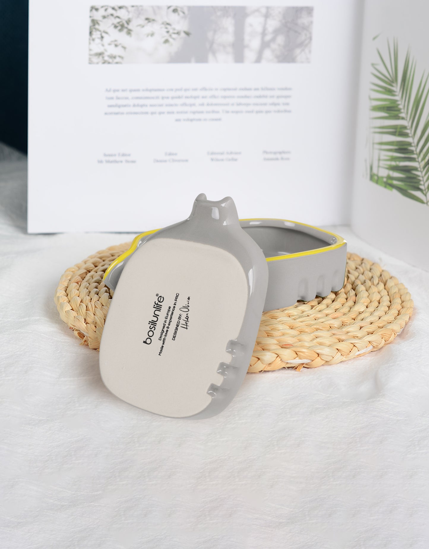 Bosilunlife Grey & Yellow Timeless Elegance Soap Dish